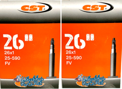 25" x 1" (25-590) High Pressure Inner Tube, French Valve. Sold as pair.
