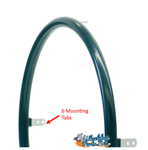 24" (540) Vinyl Coated (Super Grip) Black Pushrim with 6 Tab. Sold as pair 24" (540) Vinyl Coated (Super Grip) Black Pushrim with 6 Tab. Sold as pair