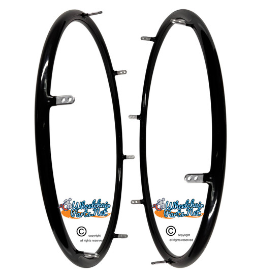 26" (590) Vinyl Coated Black - Super Grip Pushrim with 6 Tab. Sold as pair