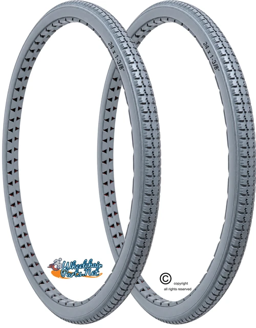 24" x 1-3/8" Light Gray Soft-Roll C-63 Solid Polyurethane Tires | Set of 2