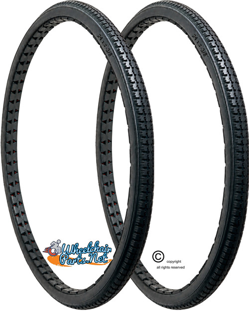 24" x 1-3/8" Black C-63 Solid Polyurethane Tire | Set of 2