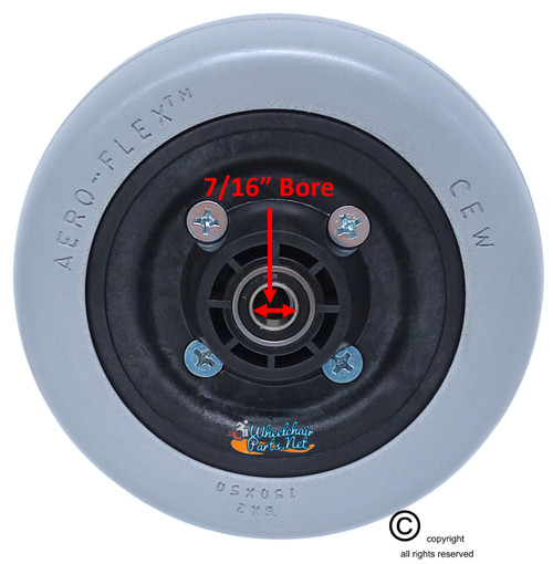 6X2" Invacare Type 2 Piece Wheel W/ Urethane Tire. 7/16" Bearings. Sold As Pair