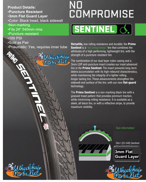 PR1MO  24 X 1"  SENTINEL TIRES. SOLD AS PAIR