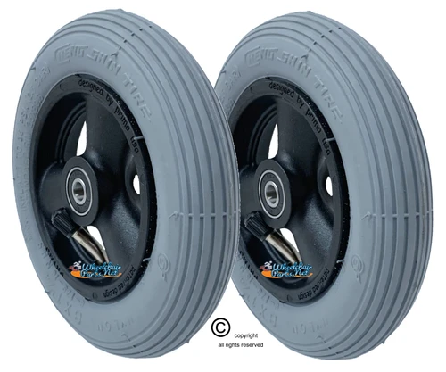 CW113Q 6 x 1 1/4"  3 Spoke wheel w/pneumatic Tire/Tube. Sold In Pairs