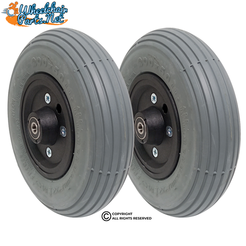 CW193-5 8" x 2" (200 x 50) Foam-Filled Caster Wheel Assembly with 5/16" Precision Bearings | Set of 2