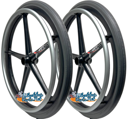 22" x 1 3/8"  X-CORE 5 spoke Wheel with SOLID TIRE. Sold as Pair 22" x 1 3/8"  X-CORE 5 spoke Wheel with SOLID TIRE. Sold as Pair