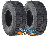 T060B-  9 X 3.5-4" (9X3.50-4) KNOBBY BLACK TIRE. SOLD AS PAIR