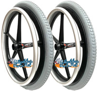 20" X 1 3/8" X-CORE 5 SPOKE WHEEL WITH PNEUMATIC TIRE AND PUSHRIMS.