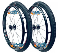 24"  (540) Swan® 16 Spoke Wheel & Pneumatic Touring  Black Non-Marking Tire - Set of 2