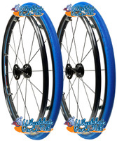 24"  (540) Swan® 16 Spoke Wheel & SOLID SHOX Tire in Blue Color - Set of 2