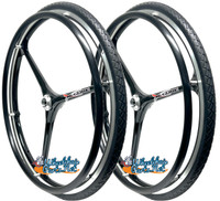 SET of X-CORE 24" (540m) 3 Spoke Wheel With Solid Shox Tires