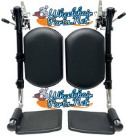 SET OF 2 ELEVATING LEG REST  WITH 1 3/8" PIN SPACING & COMPOSITE FOOT PLATE. BLACK & CHROME