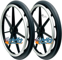 22" x 1 3/8" 7 spoke Wheel & Aluminum Pushrim.  Fits Invacare Chairs. Sold as Pair