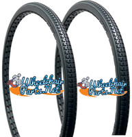 25" X 1 3/8"  SOLID, SOFT ROLL DARK GRAY TIRE. Set of 2