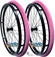 SET of 2,  24" (540mm) 36 Spoke Rim with SHOX Solid Tire in Pink Color