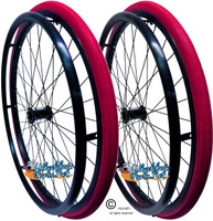 SET of 2,  24" (540mm) 36 Spoke Rim with SHOX Solid Tire in Red Color