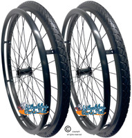 SET of 2,  24" (540mm) 36 Spoke Rim with SHOX G Solid Tire in Black Color