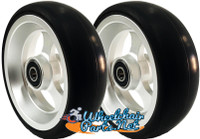 4" X 1 1/2" Aluminum 3 Spoke wheel with Soft Urethane Tire. Comes with 5/16" bearings. Sold as Pair