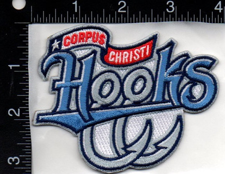 Corpus Christi Hooks Primary Logo; 4" Wide; 100% Embroidery; Knife Cut to Shape;4220 Heat Seal Backing with Pressure Sensitive Strip (Packaged with PLP UPC # 818437029309)