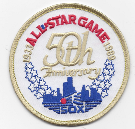 All Star Game 50th Anniversary 1933-1983, Chicago White Sox, 3.5" Round, 100% Embroidery, Knife Cut to Shape, Collector Patch Backing UPC # 813300017575)