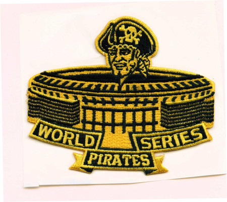 World Series 1971 Pittsburgh Pirates, 3 1/8" Tall X 3 3/4" Wide, 100% Embroidery, Knife cut to Shape, Collector Patch Backing (UPC 813300011603)