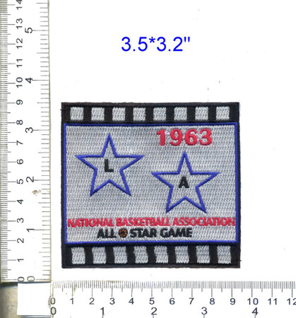 NBA All Star Legacy - Los Angeles 1963; 3.5" Wide x 3.2" Tall; 100% Embroidery; Knife Cut to Sha...