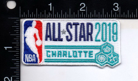 NBA All Star 2019 Charlotte; 3" Wide; 100% Embroidery; Knife Cut to Shape; 4220 Heat Seal Backin...
