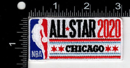 NBA All Star 2020 (Chicago); 3" Wide; 100% Embroidery; Knife Cut to Shape; 4220 Heat Seal Backin...