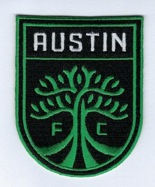 Austin FC Primary; 3" Tall; 100% Embroidery; Knife Cut to Shape; 4220 Heat Seal Backing (UPC# 818437032828)