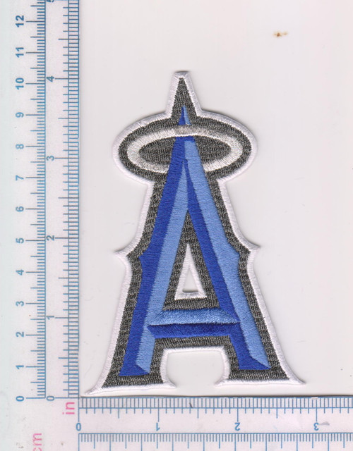 Los Angeles Angels "A" Fathers Day; 70.6mm Wide x 101.6mm Tall; 100% Embroidery on Twill + Nylon; Knife Cut to Shape; Collectors Patch Backing (UPC # 818437021341)