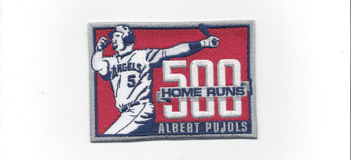 Los Angeles Angels 500 Home Runs; Albert Pujols; 4" Wide; 100% Embroidery; Knife Cut; Collector Patch Backing (UPC # 813300016714)