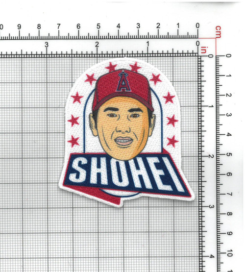 Los Angeles Angels-Player Big Head #17 FanPatch (MLBPA); 3" Tall; Sublimation / Embroidery; Knife Cut to Shape; 4220 Heat Seal Backing w/Pressure Sensitive Strip (UPC# 818437032729)