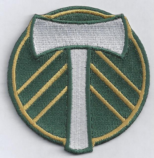 Portland Timbers; 3" Tall; 100% Embroidery; Knife Cut to Shape; 4220 Heat Seal Backing w/PS Strip (UPC # 818437028005)