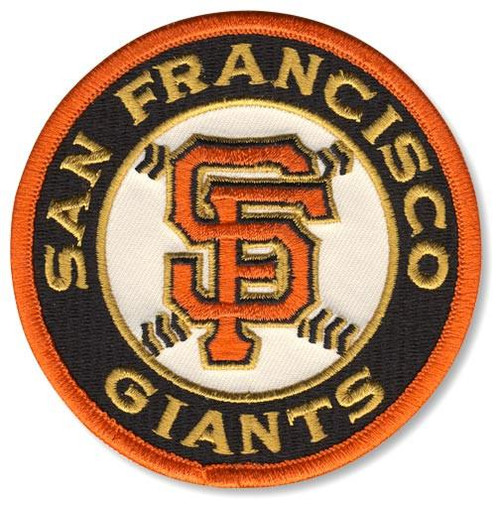 San Francisco Giants Sleeve Patch 2011;  3 3/4" Round; 85% Embroidery on Tan Twill; Orange Overlock Border; Collector Patch  Backing  (UPC # 813300011801)