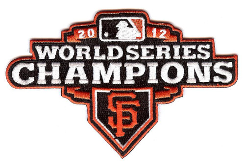 San Francisco Giants World Series Champions 2012 (Orange Border); 5" Wide x 3 1/8" Tall; 100% Embroidery; Knife Cut To Shape; Collector Patch Backing (UPC # 813300015229)