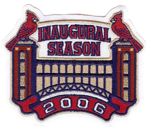 St Louis Cardinals Inaugural Season 2006 Commemorative Emblem; 4 3/8" Wide; White Twill Edge - Die Cut; Collector Patch Backing (UPC # 813300019104)