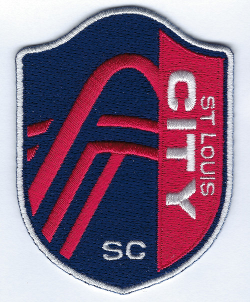 St. Louis City SC; 3" Tall; 100% Embroidery; Knife Cut to Shape; 4220 Heat Seal Backing w/PS Strip (UPC# 818437033870)