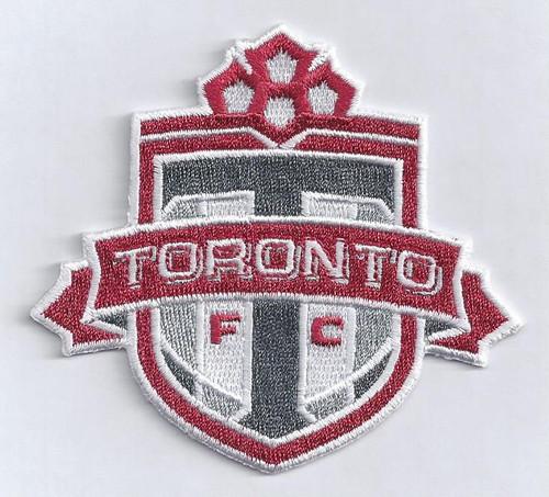 Toronto FC; 3" Tall; 100% Embroidery; Knife Cut to Shape; 4220 Heat Seal Backing w/PS Strip (UPC # 818437028029)