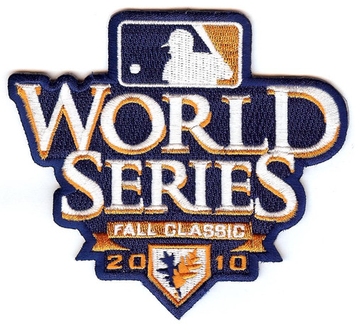 World Series 2010 Fall Classic; 4" Tall x 4 7/16" Wide; 100% Embroidery; Knife Cut to Shape; Collector Patch Backing (UPC # 813300011382)