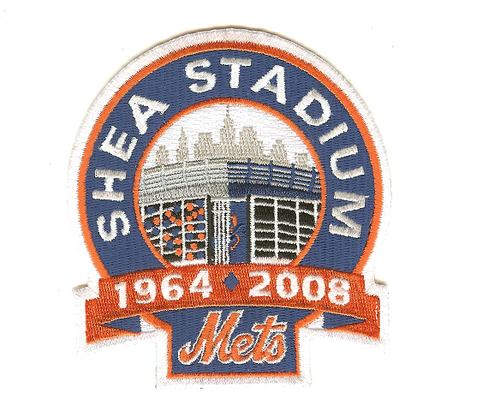 Shea Stadium - Mets 1964 2008, 4 1/2" Tall X 3 3/4" Wide,White Stitched Border, Knife Cut, Collector Patch Backing  (UPC 858230001492)
