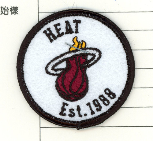 Miami Heat Primary Est.1988; 58mm Round; Embroidery/Felt; Merrow Border; Standard Plastic Backing