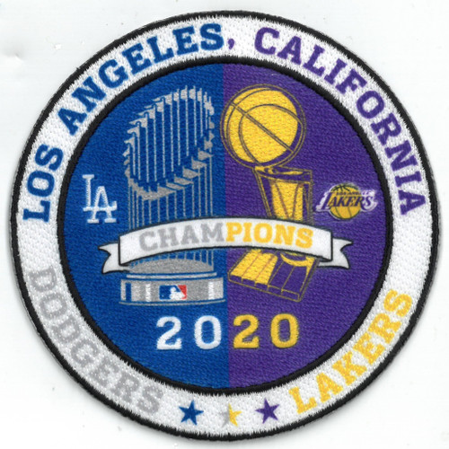 Dodgers and Lakers Dual Champions Trophies Patch