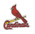 St Louis Cardinals "Cardinal & Bat" Primary Logo, 4 1/2" Wide, Embroidery on White Twill - Die Cut, Collector Patch Backing, (UPC 813300010095)