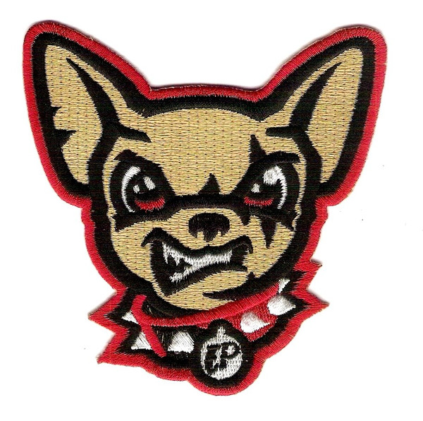 El Paso Chihuahuas Dog Head Home Cap Logo; 4" Tall; 100% Embroidery; Knife Cut to Shape; Hard Plastic Backing w/Milb Label (UPC # 818437020016)