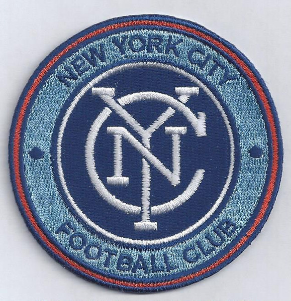New York City FC; 3.25" Round; 100% Embroidery; Knife Cut; 4220 Heat Seal Backing w/PS Strip (UPC # 818437028043)