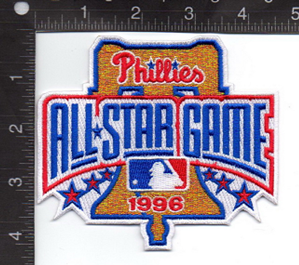 MLB All Star Game 1996 (Phillies), 4 1/2" Wide, 100% Embroidery, Knife Cut to Shape, Collector Patch Backing (UPC # 818437021600)
