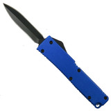 Jagir Blue Cali OTF Automatic Knife, Black Dagger Blade
