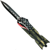 The Bomb OTF Green Camo Automatic Knife, Two-Tone Blade