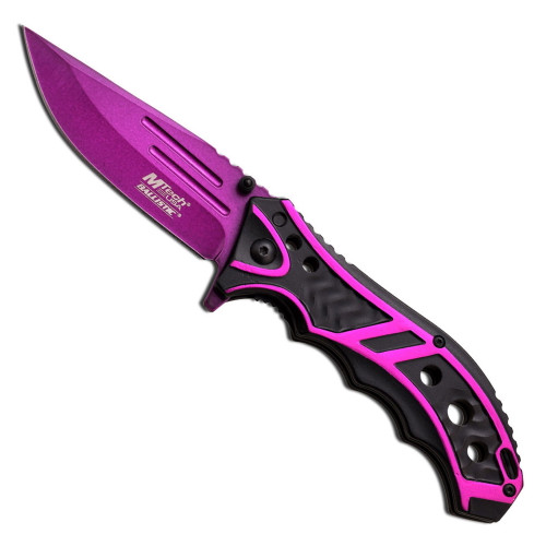 MTech Purple Venom Spring Assist Knife, Clip Blade