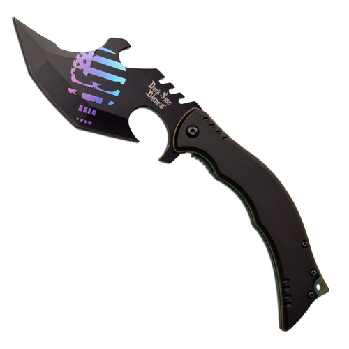 Dark Side Blades DS-A087RB Spring Assist Knife, Black Cleaver Blade